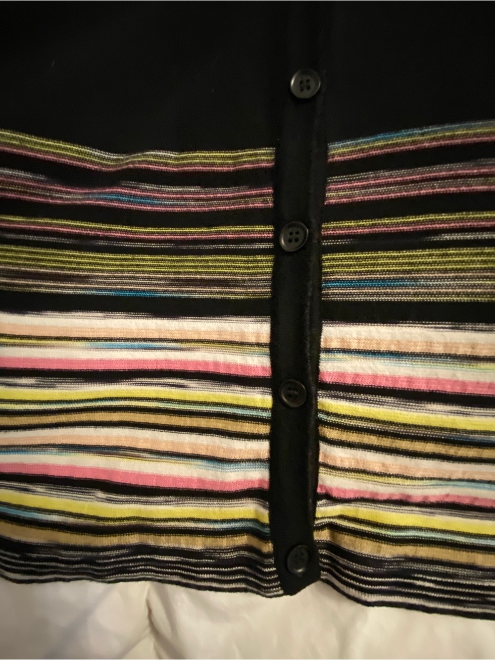 M by Missoni Black Cardigan with Multicolor Striped Hem - Picture 3 of 4